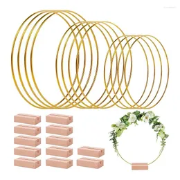 Dekorativa blommor 12 Pack Floral Hoops With Wood Place Card Holder Wreath Macrame (8/10/12 tum)