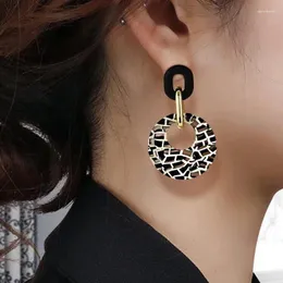 Dangle Earrings Leopard Advanced Acrylic Geometric Print Circle Temparament誇張された多目的2024