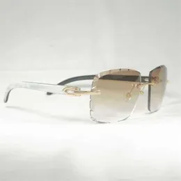 2024 Erkekler Lüks Tasarımcı Kadın Güneş Gözlüğü Vintage Doğal Boynuz Büyük Boy Çimsiz Elmas Kesim Erkek Ahşap Gözlükler Retro Gölgeler Yaz Kulübü Gözlük