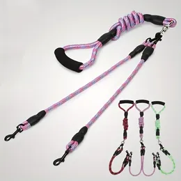 Dog Collars Pet Dual Head Walking Rope With Wavy Pattern One Drag Two Traction Anti Winding And Detachable