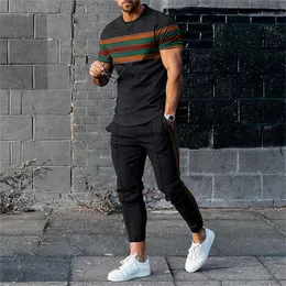 Summer T Shirtpants Suits Tops Street Sportswear Mens Casual Tracksuits Trend 3D Print Men sets Short Sleeve 2 Piece 240329