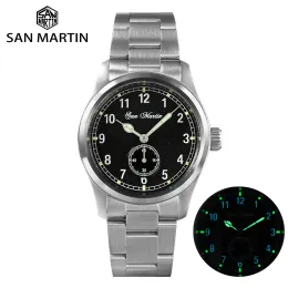 Kitler San Martin 37mm Pilot Saat Ronda 6004 Kuvars Hareket Askeri Basit Moda Stili Erkekler Bilek saati 20 BAR Işık Relojes