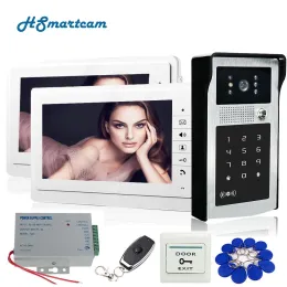 Türklingeln Home Security 7 Zoll TFT LCD 2 Monitor Video -Tür -Video -Intercom -System RFID -Passwort -Zugangstürklingel 1 Kamera+Türausgang