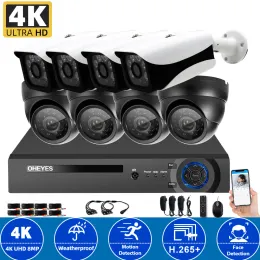 Sistema 4K Ultra HD CCTV AHD DVR KIT 8CH 4K AI Detecção de face BNC Sistema de vigilância de câmeras de segurança BNC Conjunto de vigilância de vídeo 8 canais xmeye nvr kit