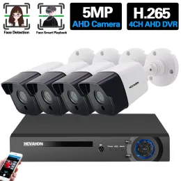 System 5MP CCTV IP DVR DVR System zabezpieczenia Kamera 4 -kanałowa Zestaw nadzoru wideo na zewnątrz 4CH AHD DVR Zestaw kamery H.265 Xmeye