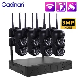 시스템 Gadinan 8CH P2P NVR 비디오 감시 키트 3MP WIFI 양방향 오디오 IP 보안 카메라 PTZ 제어 Ultra HD AI 풀 컬러 나이트 VI