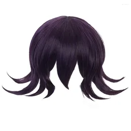 Вечеринка короткие аниме костюм черный смешанный фиолетовый парик Kokichi Oma Wigs Cosplay