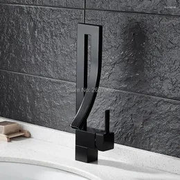 Раковина ванной комнаты Gizero Design Black Basin Mixer Tap Waterfall Torneira Dourada do Banheiro Cold Faucet Zr375