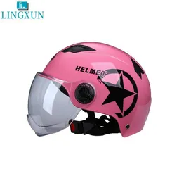Motorradhelme Lingxun Elektromotoren Helm Roller Fahrrad Open Face Hälfte Baseballkappe Antiuv -Sicherheitsfleisch Fahrrad LB142189646