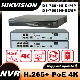 Inspelare hikvision 4k poe nvr ds7604nik1/4p ds7608nik2/8p wbudowany plug play sieciowy rejestrator wideo dla kamera ip cctv oryginaln