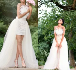 Vestidos saia de tutu feita personalizada com acabamento de fita Tule comprimento do chão Saias de casamento longa nova chegada de vendas de fábrica barata trem de vestido de noiva trem