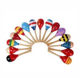 11CM Baby Toy Kids Wooden Rattle Maracas Cabasa Music Instrument Sand Hammer Orff Instrument Infant toys2597254