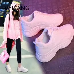 Fitnessskor lvyikang 2024 vår mode kvinnor avslappnad läderplattform sneakers vit chaussure femme zapatos de mujer