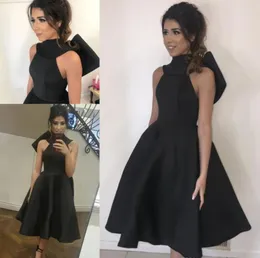 2019 Little Black Cocktail Dress Tea Length Semi Club Wear Homecoming Graduation Party Gown Plus Size Custom Made9793017