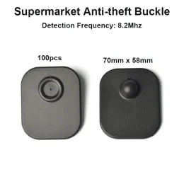 System 100pcs/Lot Large Big Square 70mm x58mm Antitheft Supermarket RF Hard Label ABS Clothing EAS Magnetic Button Security Tag