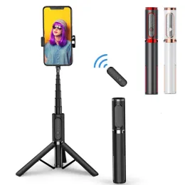 Monopods Portable Selfie Stick Phone Tripod Stand Extendable Aluminium Selfie Stick med Bluetooth Wireless Remote för iPhone12 Xiaomi