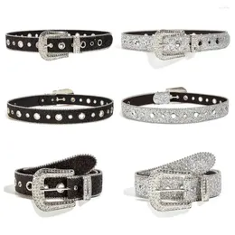 Cinture Shinning Rhinestone Women Cinghia PU Leather per ragazze Western Cowboy Fashion Bling Crystal Belt Jeans Men