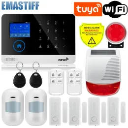 Kits Touch Keypad 433MHz Tuya WiFi GSM Home Burglar Security Wireless Alarm System Motion Detector App Control Fire Smoke Detector