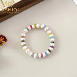 Ashiqi Natural Freshwater Pearl Multi Color Natural Stone Armband für Frauen Mode Charme Schmuckparty Geschenk 240319