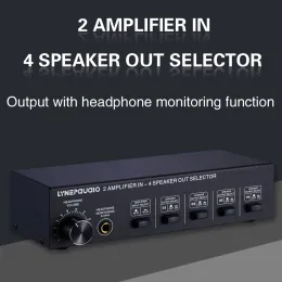 Amplifikatör 2 4'ten çıkış Güç Amplifikatörü Ses Anahtarlayıcı Hoparlör Anahtarı Distribütörü Kulaklık Çıkışı Kayıpsız