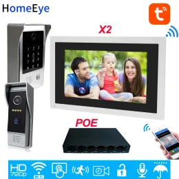 Intercom 960p WiFi Video Door Phone IP Video Intercom 10Inch Touch Screen 2 Dörrar Hem Access Control System Tuyasmart App Remote Unlock