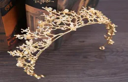 Barok İnci Kristal Gelin Taçları Saç Band Gold Bridal Tiaras Kafa Bantları Düğün Diadem Diademeara Başlık Düğün Peçe Saç A9278317