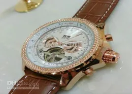 Uomini di lusso in oro rosa tourbillon orologio bianco faccia inossidabile marca svizzera orologi meccanici automatici immergersi a buon mercato sport 4128413