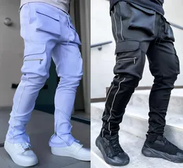 God -Likeu Cargo Pants Spring and Autumn Men039s 스트레치 Multipocket Reflice Refliation Strapty Fitness 캐주얼 바지 Joggers6018372