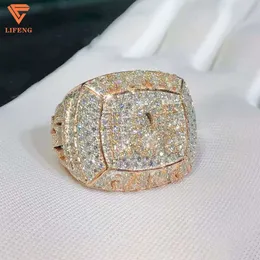 커스텀 힙합 보석 고급 디자인 실버 금 아이스 아웃 D-VVS1 Moissanite Diamond Hip Hop Ring Men