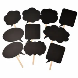 DIY 10pcs schwarze Karten 10pcs Sticks+Kreide+Kleberfotokandetts Requisiten Liebe DIY Photography Hochzeit Dekoration Party Photobooth