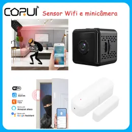 Detector Tuya Smart Wifi Door Sensor Finestra Sensore/1080p HD Mini IP WiFi Camera da videocamera Wireless Home Security DVR Night Vision Monitor