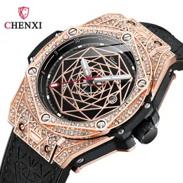 21 Chenxi Diamond Inlaid Men's Fashion Cool Quartzカレンダー防水グローウォッチ86