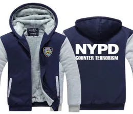 Winter Hoody NYPD New York Police Department Män kvinnor förtjockar Autumn Hoodies Kläder Sweatshirts Zipper Jacket Fleece Hoodie Stre1940580
