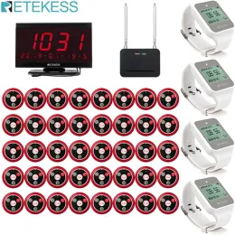 Accessoires Retekess Restaurant Pager Shisha Wireless Kellner Anruf 40 T117 CALL -Taste + 4 TD108 Uhrenempfänger + Signalverstärker Repeater