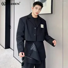 Ternos masculinos Luzhen 2024 Terno elegante 3D Cutting Splicing Design Salto de casaco curto Moda de blazer coreano Skirt Skirt