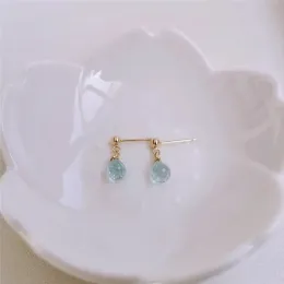 Kolczyki Daimi Faseted Water Drop Blue Topaz Kolczyki żeńskie oryginalne szlachetki 14K złoto wypełnione niebieskie klejnoty