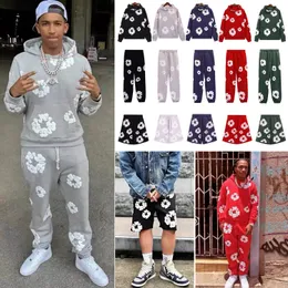 mens denim short cotton wreath shorts pantaloncini Hip Hop personality foam donut Kapok sports shorts teaes Flame Print new loose womens denim short teers tracksuit