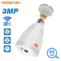 Kamery 3MP Tuya żarówka WiFi kamera Full HD 360 ° Panorami Wireless 4xZoom Smart Life Bulb Security Cameras Motion Lampa Cam Cam