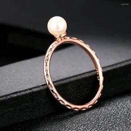 Cluster -Ringe Trendy Imitation Perle Versprechen für Frauen Einfacher dünner Fingerring Braut Jubiläum Geschenk Mode Schmuck R424