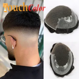 Toupees Toupees New Q6 Front Spets Men Toupee Hairpiece Natural Hair Protese Capilar Hombre Swiss Lace Men System Unit 100% Human Hair