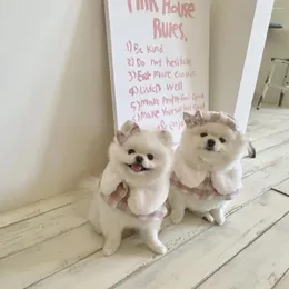 Hundkläder kappa för liten hatt rosa set rutig husdjur bär tillbehör pomeranian katt bichon svart