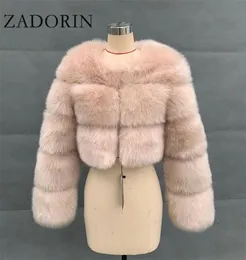 Zadorin New Fashion Plus Size Women Crop Top Fox Fuchs Fellmantel Winter Dicke flauschige Langschläfe kurzer Kurzstil Slim Pelry Pelzjacke 25860933