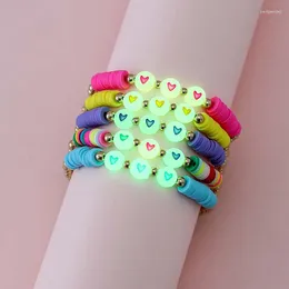 Strand 5st/set handgjorda lysande kärlekshjärtpärlor armband för tonåringar flickor barn vänskap fest födelsedag smycken gåva