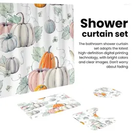 Shower Curtains High-clarity Print Curtain Bathroom Harvest Festival Decor Waterproof Pumpkin For Thanksgiving