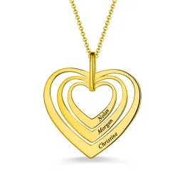Ожерелья Uonney Dropshiping гравированное семейное ожерелье сердца гравированные имена серебряный золото День рождения валентинки для женщин подарок
