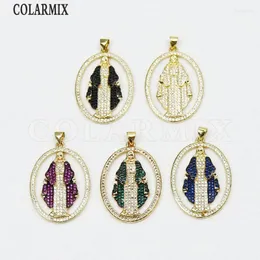 Подвесные ожерелья 10 штук овальный циркон Juses Charms Medal Style Jewelry Zirconia Fashion Women Gift 60390