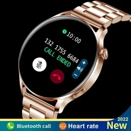 Watches 2022 New Smart Watch Women Men Bluetooth Ring rostfritt stål Vattentät fitness hjärtfrekvens blodtryck blod syre monitor