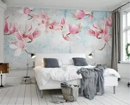 خلفيات زهرة ماغنوليا خلفية جدار جدارية لغرفة النوم التلفزيون باكسبلاش الجداريات ديكور الفاخرة تحسين المنزل أوراق الأزهار 3D
