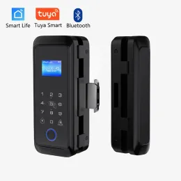 LED LED TELA Bluetooth Smart Glass Door Biométrica Biométrica Principal Bloqueio 13.56MHz Cartão RFID App Móvel Controle Remoto Tuya Lock Electric Lock