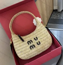 Luxurys m Straw Torba Tasarımcı Çanta Moda Kadın Omuz Çantaları Crossbody Çanta Debriyaj Çanta Kuzları Çantası Klasik Saman Kıvrımlı Çanta